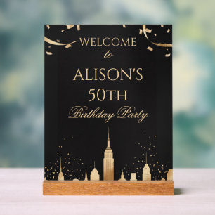New York City Skyline Party  Acrylic Sign