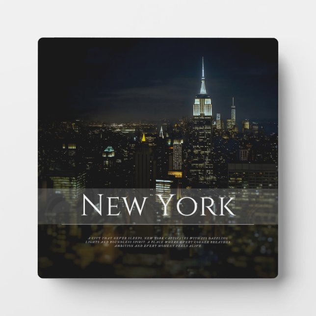 New York City Skyline Poster – Modern Wall Art Pri Plaque (Front)
