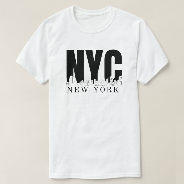 New York City Skyline Retro Style Urban T-Shirt (Design Front)
