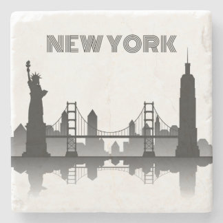 New York City Skyline Silhouette Modern Stone Coaster