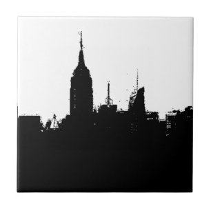 New York City Skyline Silhouette Square Tile