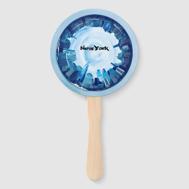 New York City Skyline Small Planet Handheld Fan  (Front)