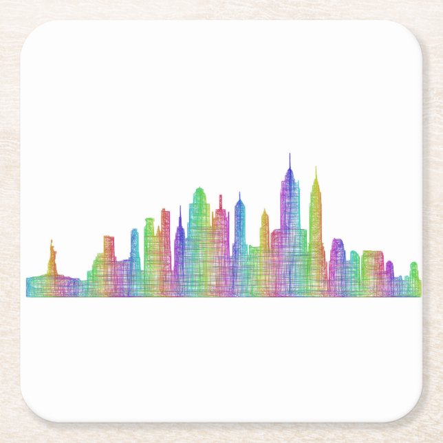 New York City skyline Square Paper Coaster (Front)