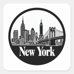 New York City Skyline Square Sticker