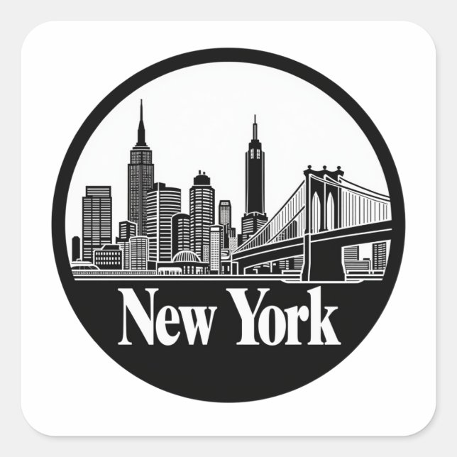New York City Skyline Square Sticker (Front)