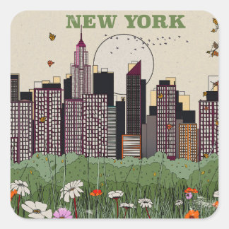 New York City Skyline Square Sticker