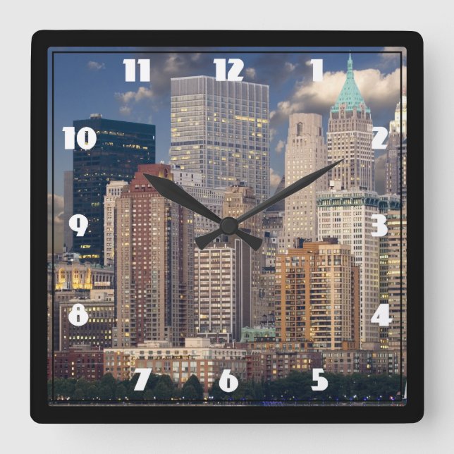 New York City Skyline Square Wall Clock (Front)