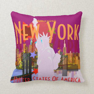 New York City Skyline Statue of Liberty USA Pillow