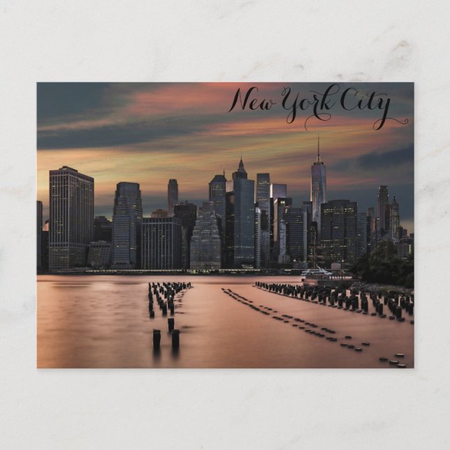 New York City Skyline Sunset Photo Postcard (Front)
