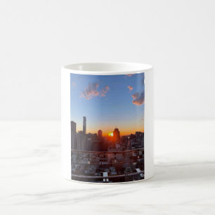 New York City Skyline Sunset Rooftop View Art Coffee Mug
