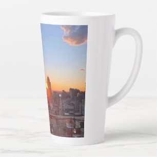 New York City Skyline Sunset Rooftop View Art Latte Mug