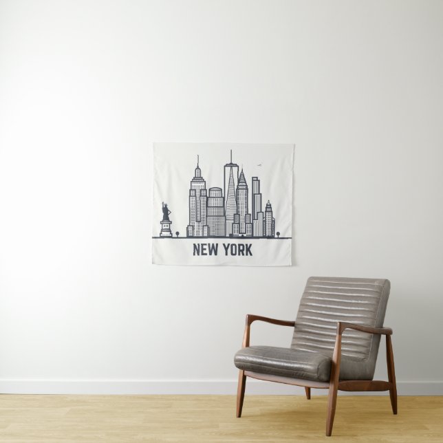 New York City Skyline Tapestry (In Situ (Horizontal))