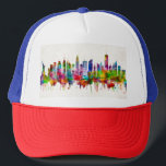 New York City Skyline Trucker Hat<br><div class="desc">Elegant Watercolor Skyline of New York City,  It comprises 5 boroughs sitting where the Hudson River meets the Atlantic Ocean. At its core is Manhattan</div>