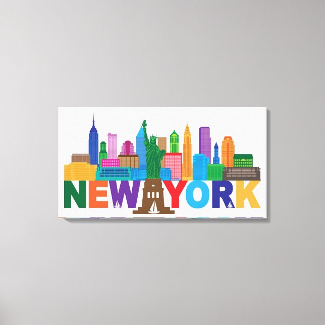 New York City Skyline Typography Canvas Print (Front)