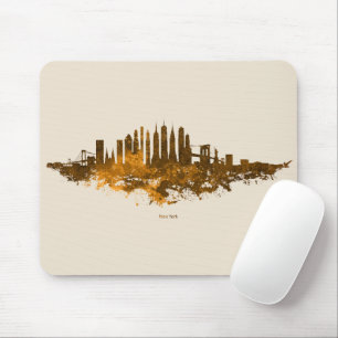 New York City Skyline Watercolor in orange Mouse Mat