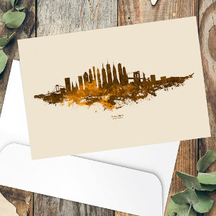 New York City Skyline Watercolor in orange Postcard