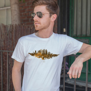 New York City Skyline Watercolor in orange T-Shirt