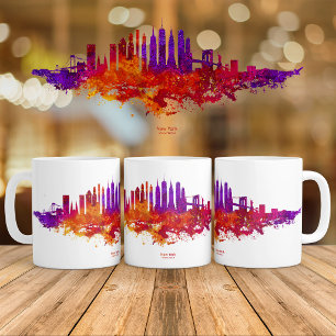 New York City Skyline Watercolor on White Coffee Mug