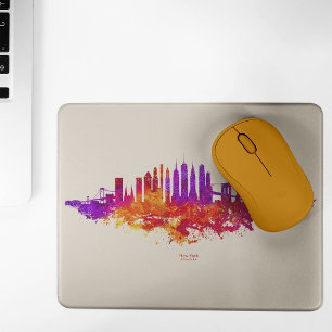 New York City Skyline Watercolor on White Mouse Mat