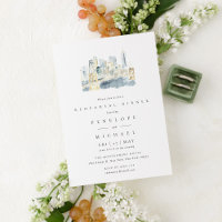 New York City Skyline Watercolor Rehearsal Dinner