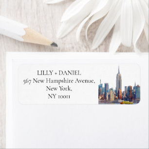 New York City Skyline Watercolor Return Address