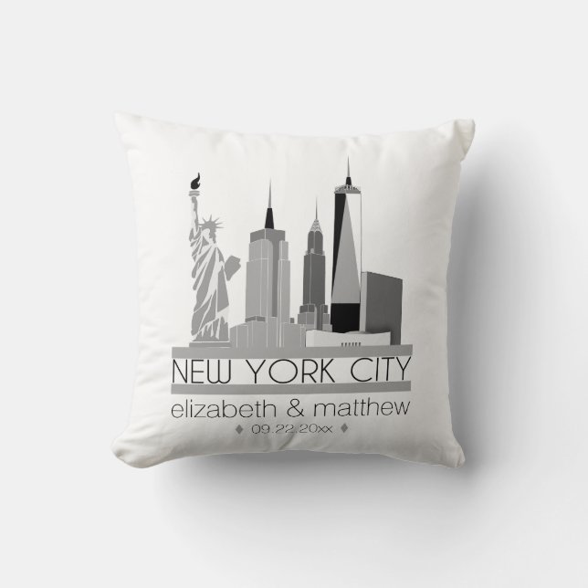 New York City Skyline Wedding Cushion (Front)