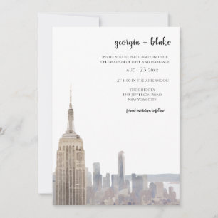 New York City Skyline Wedding Invite with Photo