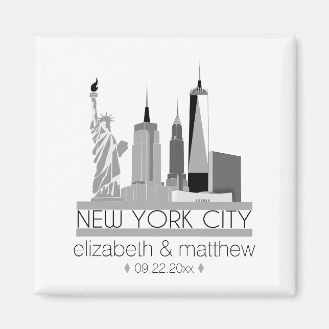 New York City Skyline Wedding Magnet (Front)