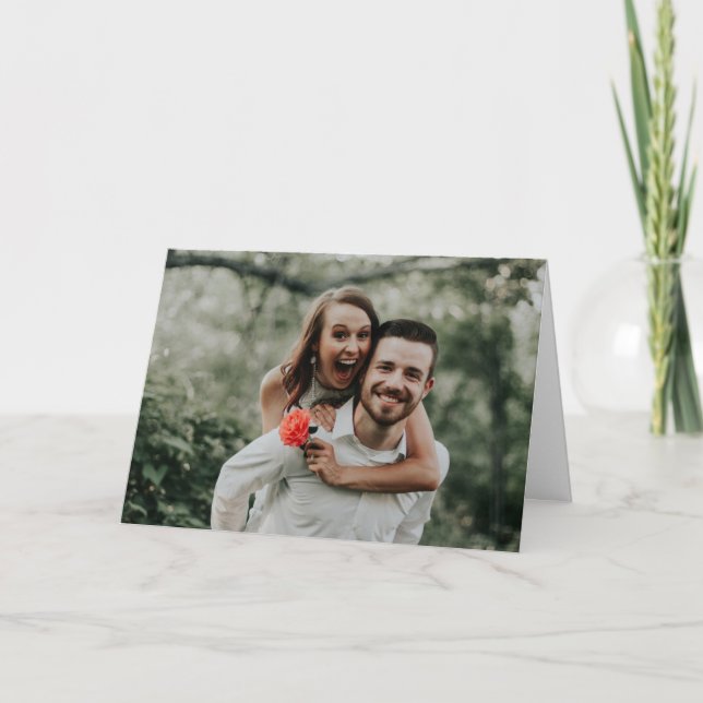 New York City Skyline Wedding Photo Thank You Card (Front)