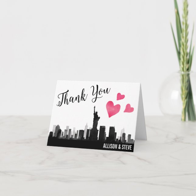 New York City Skyline Wedding Thank You Card (Front)
