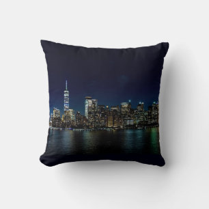 New York City Skyscraper Towers Night USA America Cushion