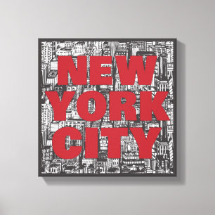 New York City   Skyscraper Typography Canvas Print