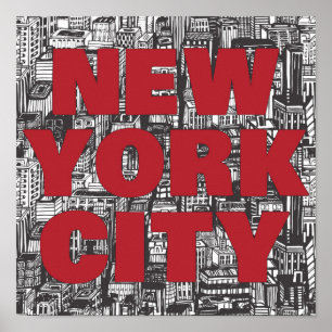 New York City   Skyscraper Typography Poster