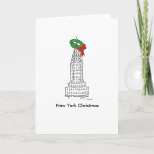 New York City Skyscraper Wreath NYC Christmas Holiday Card