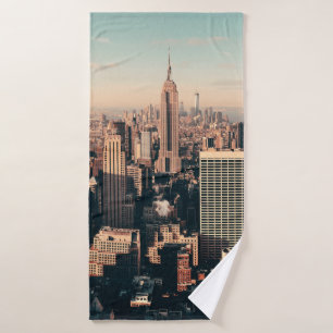 New York City skyscrapers roof terrace urban views Bath Towel