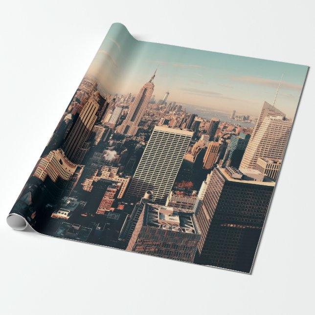 New York City skyscrapers roof terrace urban views Wrapping Paper (Unrolled)