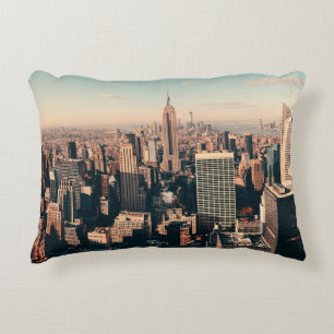 New York City skyscrapers rooftop urban view. city Decorative Cushion