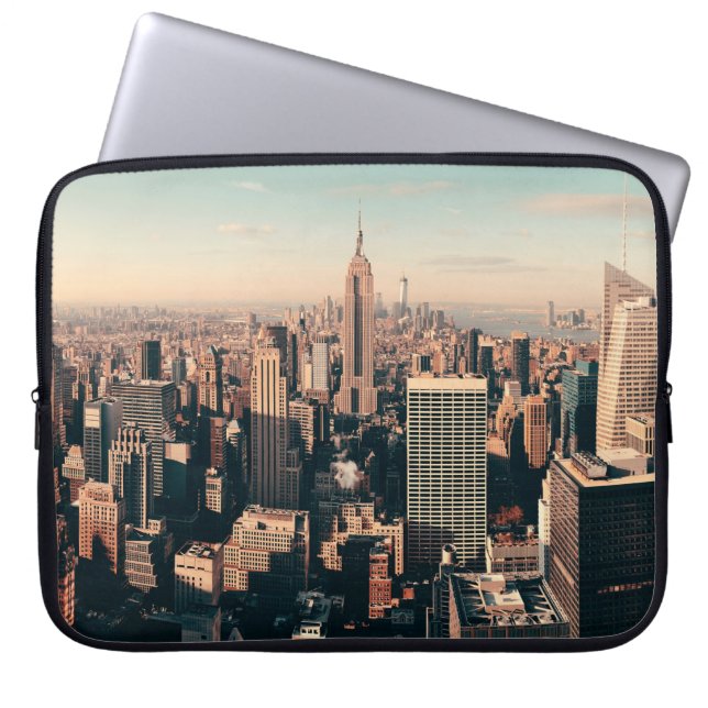 New York City skyscrapers rooftop urban view. city Laptop Sleeve (Front)