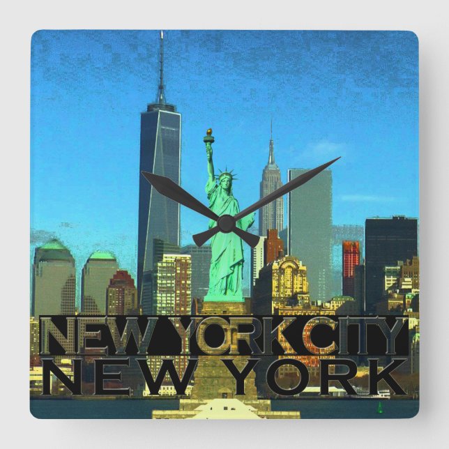 New York City Square Wall Clock (Front)
