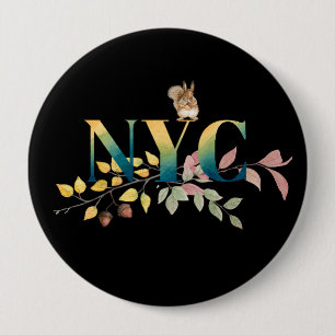 New York City & Squirrel Colourful Button