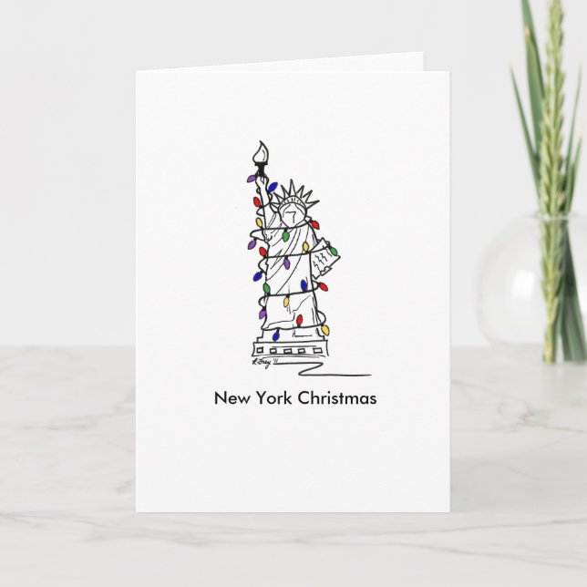 New York City Statue of Lady Liberty NYC Christmas Holiday Card (Front)