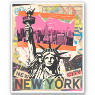 New York City Statue of Liberty Retro Punk Collage