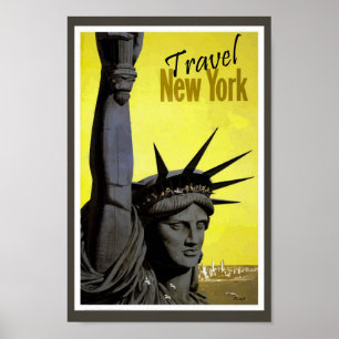 New York CIty Statue of Liberty Retro Vintage Poster