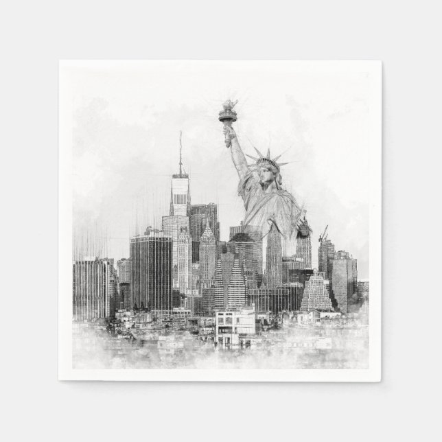 New York City Statue of Liberty Sketch Napkin (Front)
