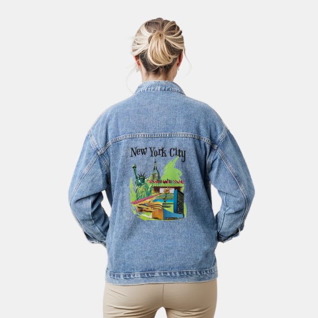 New York City statue of liberty Travel Art Denim Jacket (Model)