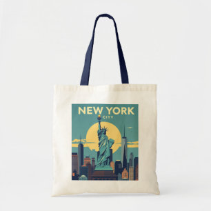 New York City Statue of Liberty Travel Vintage Tote Bag