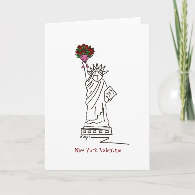 New York City Statue of Liberty Valentine's Day Holiday Card (Front)