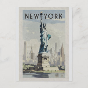 New York City Statue of Liberty Vintage Travel Postcard