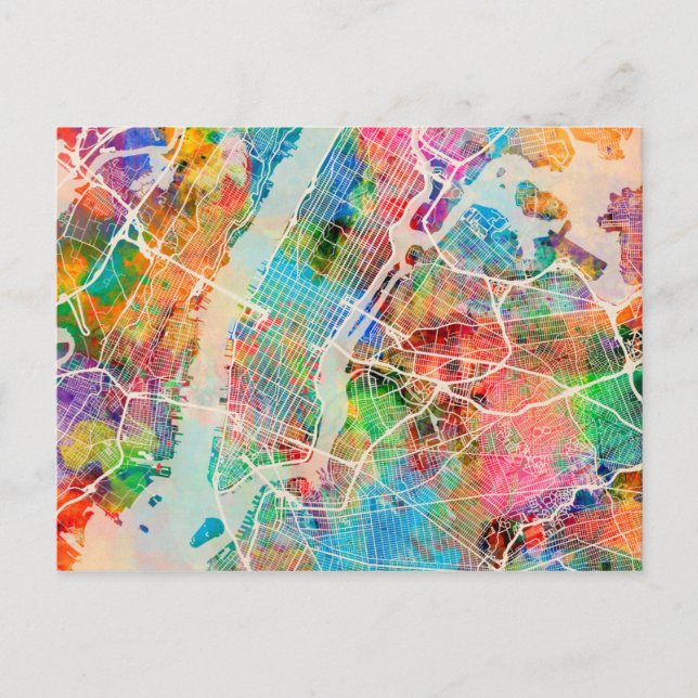 New York City Street Map Postcard (Front)