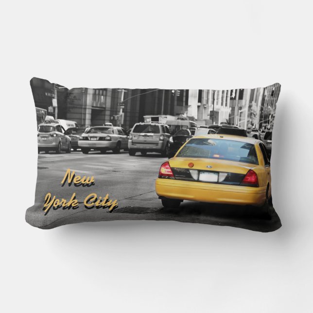 New york city street yellow taxi lumbar cushion (Front)